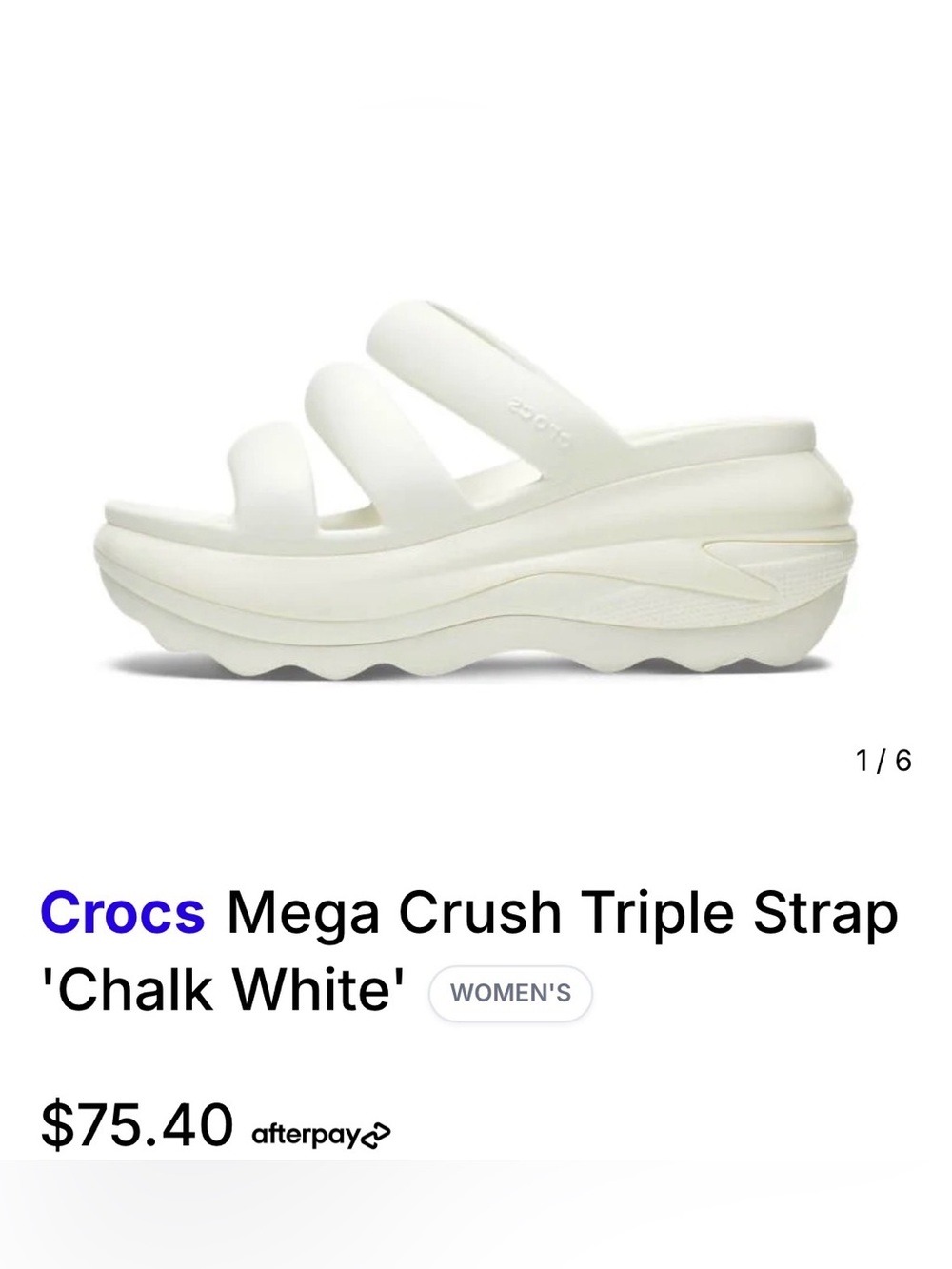 CROCS Mega Crush Triple-Strap Platform Slide - White
